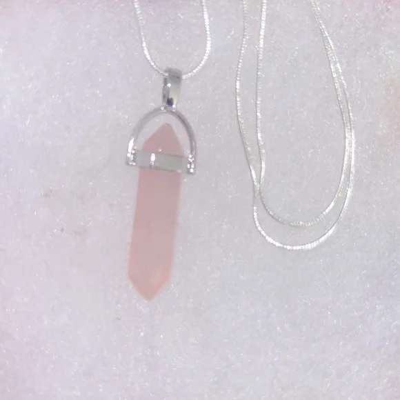Boho hippie Rose Quartz Crystal Sterling Silver
24” Necklace - Picture 4 of 5